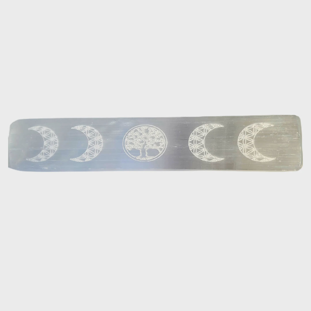 Engraved Tree of Life Selenite Bar