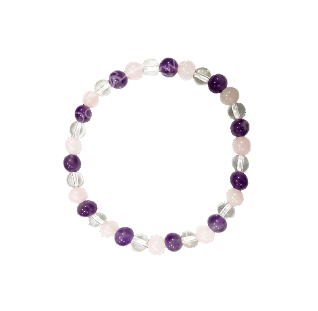 Oceanic - Amethyst Rose & Clear Quartz Beaded Bracelet