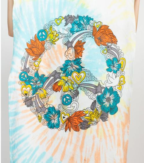 Lakhay's - Floral Peace Sign Tie-Dye Small Tapestry