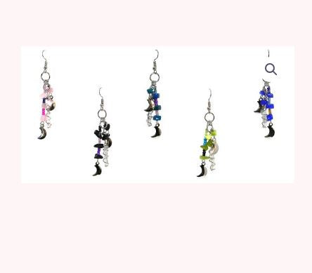 Pichincha - Crystal Hanging Moon Charm Earrings