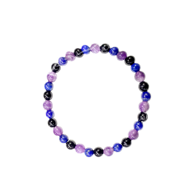 Oceanic - Amethyst Lapis Lazuli & Black Tourmaline Beaded Bracelet