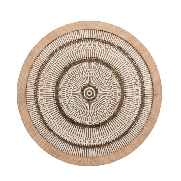 Whitewash Gold Embossed Medallion Wall Decor