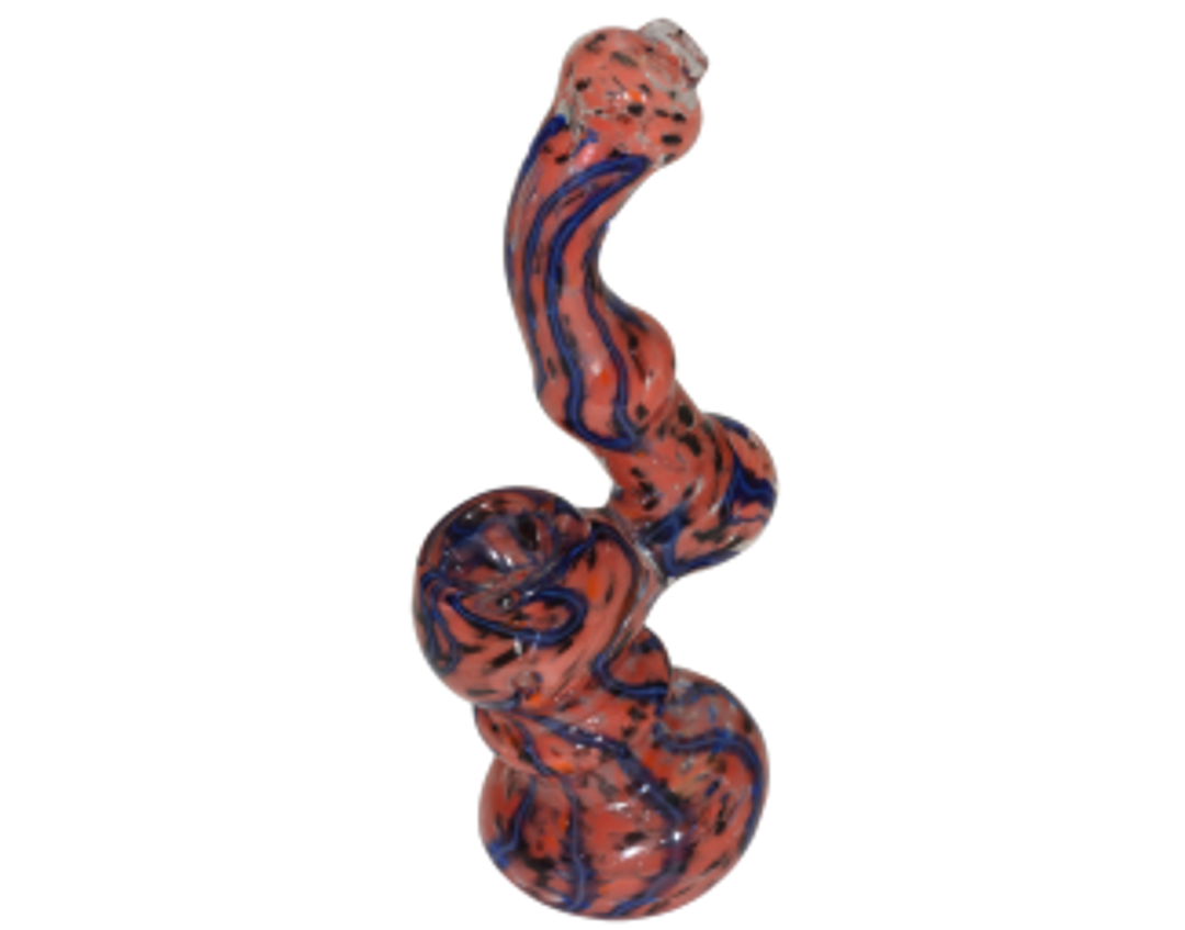 6" Orange Frit Bubbler w/Blue Stripes