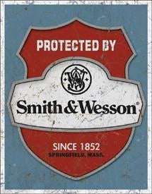 Smith & Wesson Protected By Tin Sign