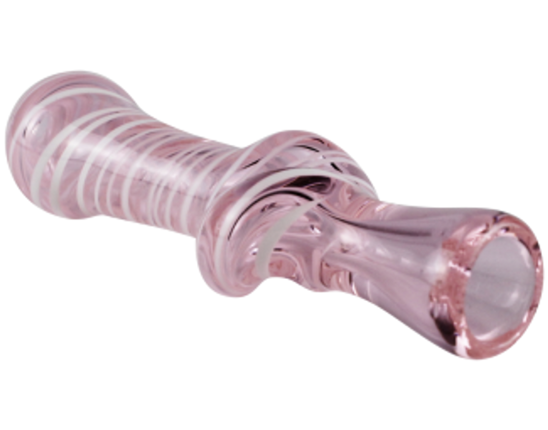 Twisted Pink Fine White Lines Glass 3" Chillum