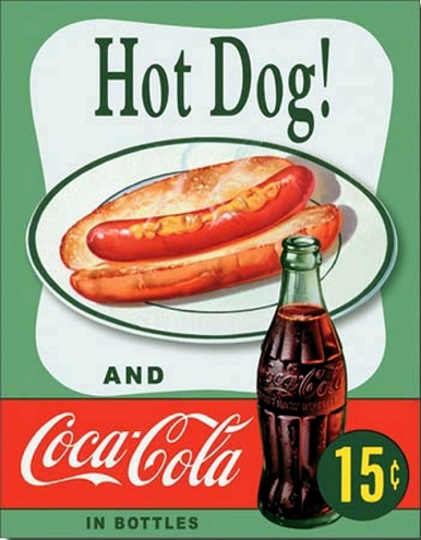 Coke Hot Dog Tin Sign