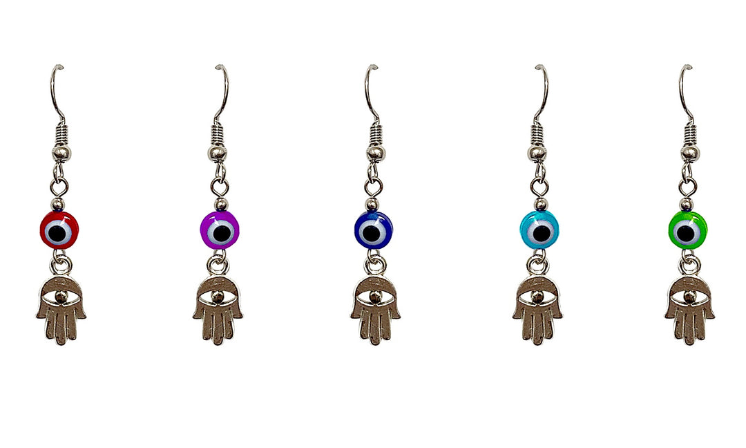 Evil Eye Hanging Hamsa Earrings