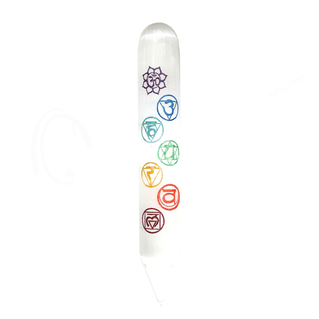 Oceanic - Selenite Massage Wand w/Engraved Chakras