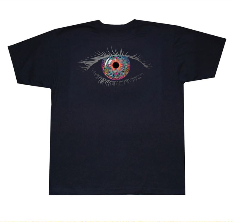HappyLife - Fractal Eye Solid Black T-Shirt