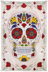 3D White Sugar Skull Tapestry 60 x 90