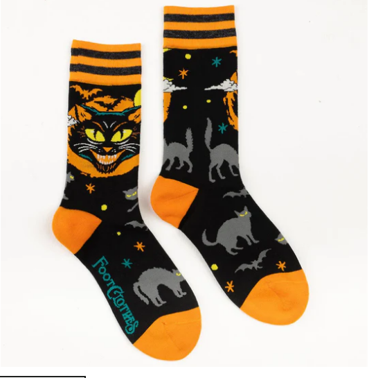 FootClothing - Vintage Black Cat Crew Socks