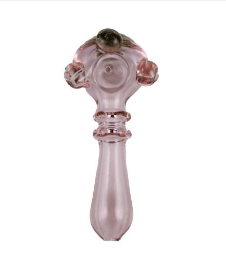 Skeye 4.5" Pink Fancy "Flower Head" Glass Spoon
