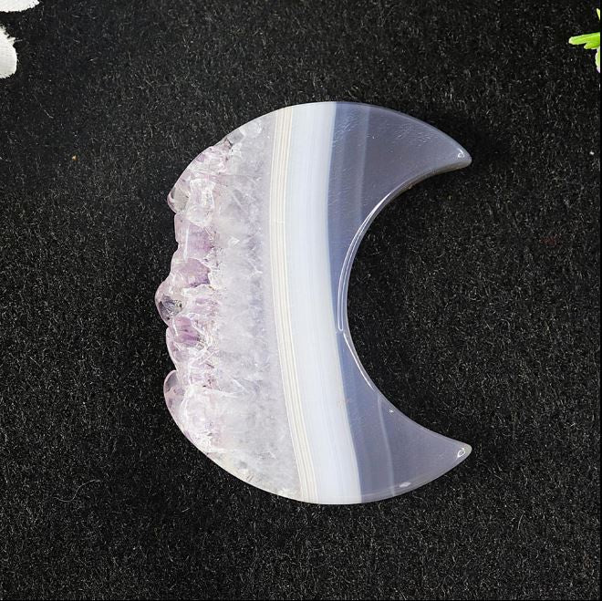 Nature's Artifacts - Agate Druze Moon w/Amethyst Druze