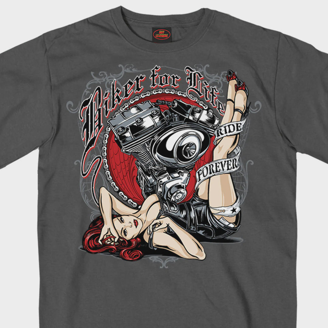 Hot Leathers - Motor Pinup Charcoal T-Shirt