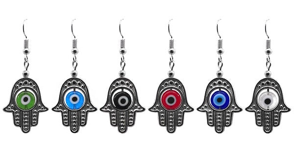 Silver Hamsa Charm Earrings