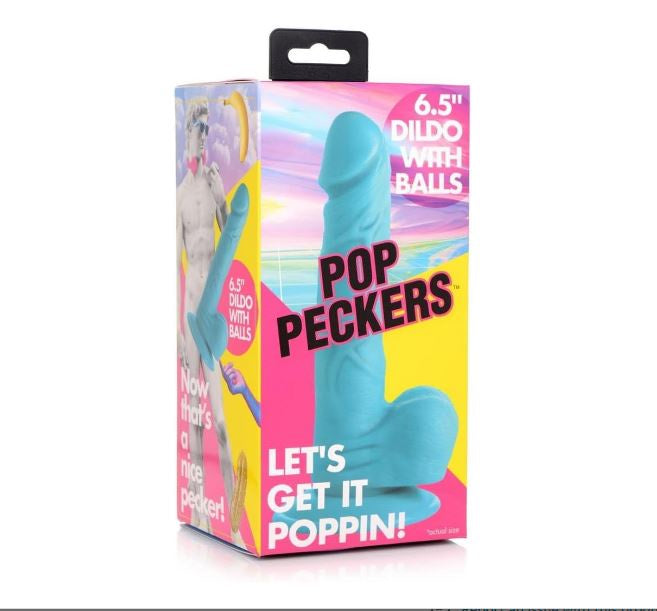 Pop Peckers - Blue 6.5" Dildo w/Balls