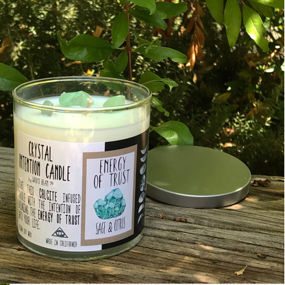 Wick'd Bean - Energy & Trust Crystal Intention Candle 11oz