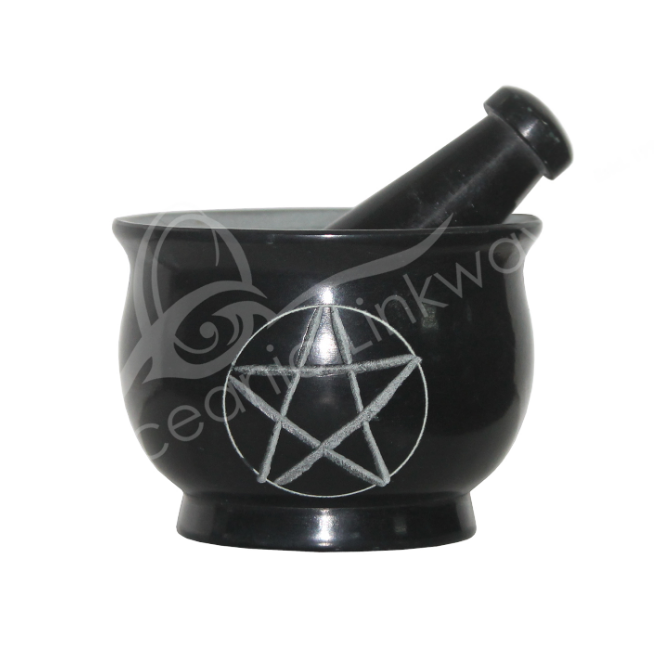 Oceanic - Triple Pentacle Black Soapstone Mortar & Pestle