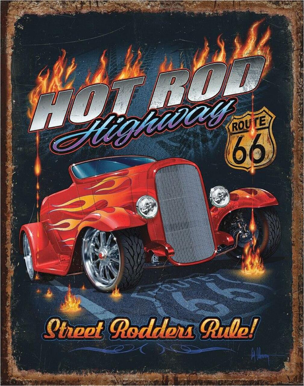 Hot Rod Highway Tin Sign