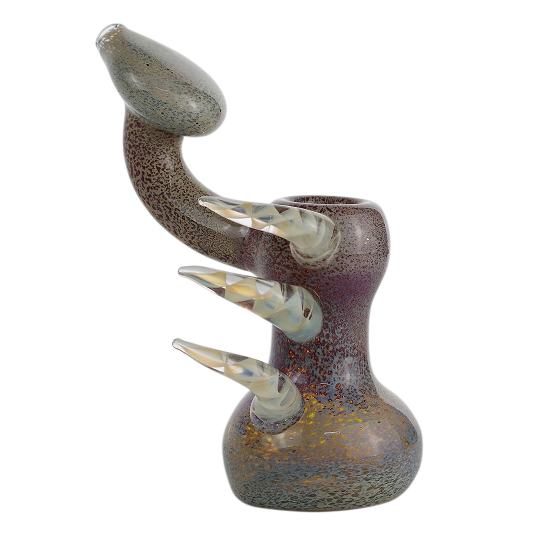 6" Glass Bubbler Water Pipe w/Horns