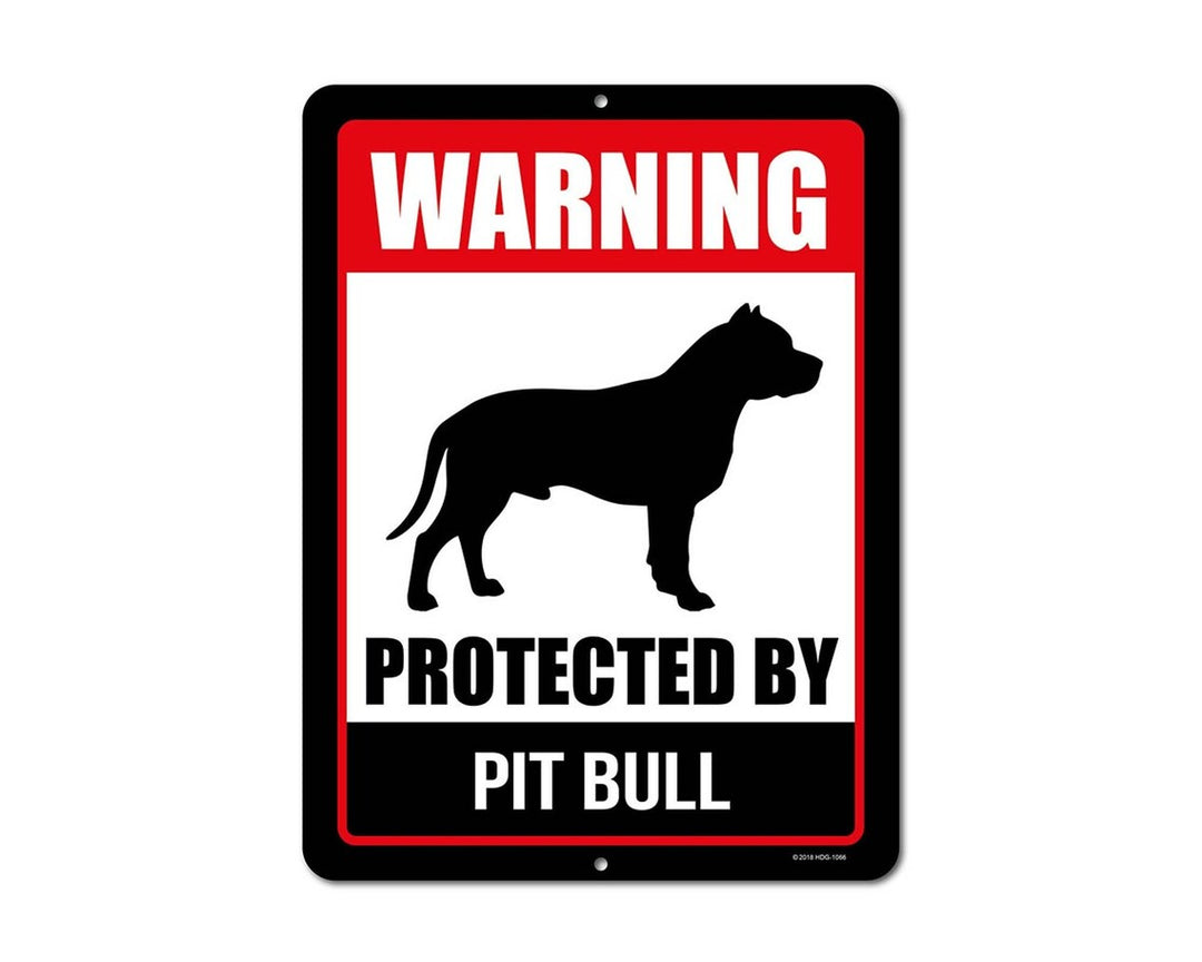 Warning Protected By Pitbull Metal Sign