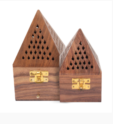Pyramid Wood Cone Incense Burner