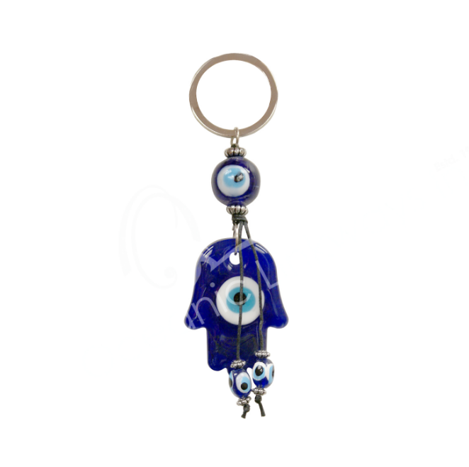Oceanic - Evil Eye Glass Hand of Fatima Keychain