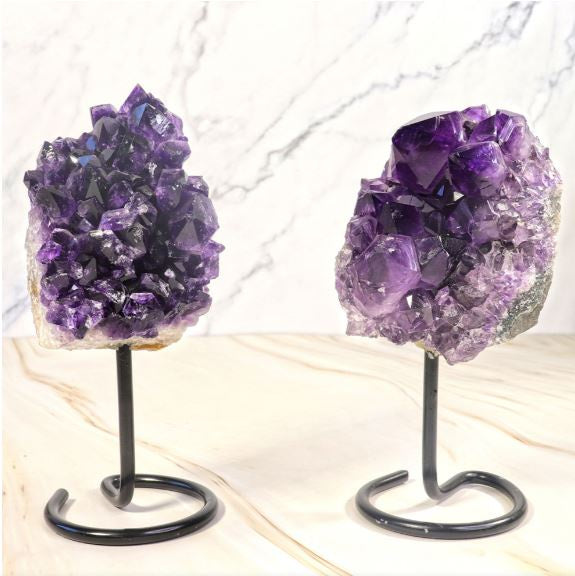 Nature's Artifacts - Large Uruguay Amethyst on Black Metal Base