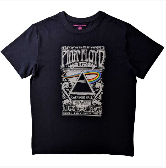 Rock Off - Pink Floyd 'Carnegie Hall Poster' Unisex Black T-Shirt