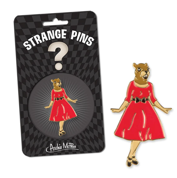 Strange Pins - Squirrel in Red Dress Pin