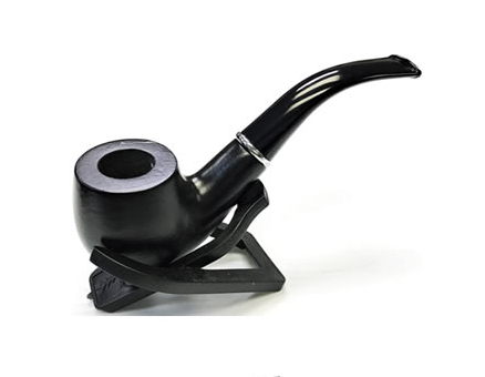 5.25″ Wood Pipe w/Velvet Pouch & Stand - PIP7046