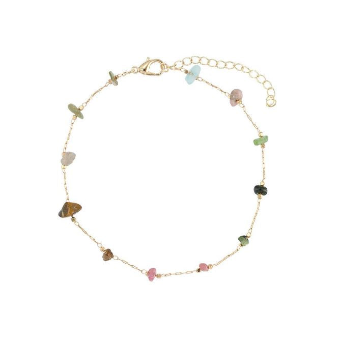 Viva Life - Stone Chip Gold Chain Anklet