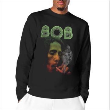 Rock Off - Bob Marley Smoke Gradient Unisex L-Sleeve Print Shirt