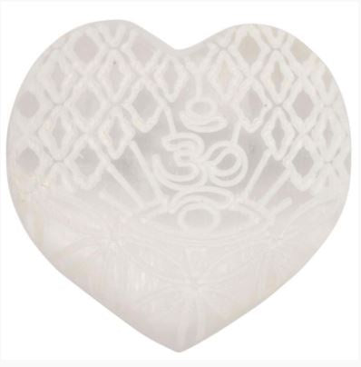 Benjamin - Selenite Engraved OM Heart 5394