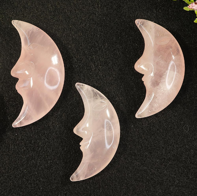 Nature's Artifacts - Rose Quartz Moon Face