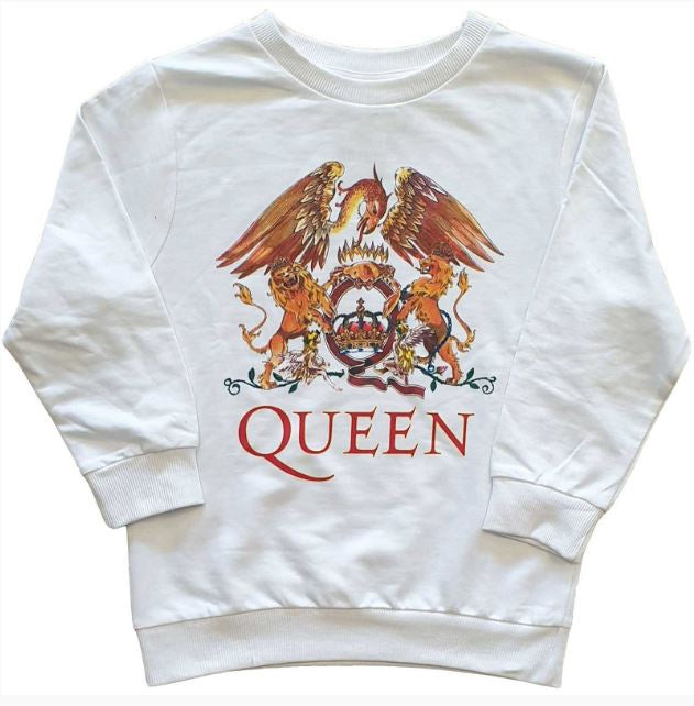 Rock Off - Queen "Classic Crest" Kids White Sweatshirt