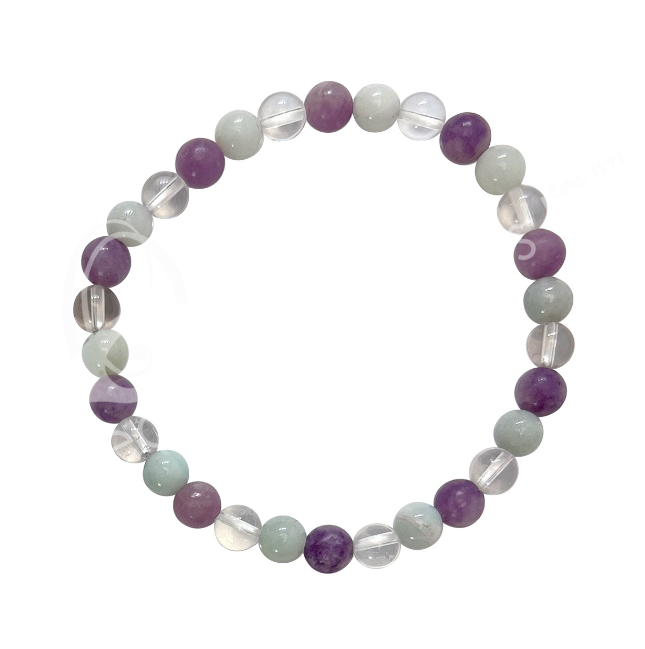 Oceanic - Amazonite Clear Quartz & Lepidolite Beaded Bracelet