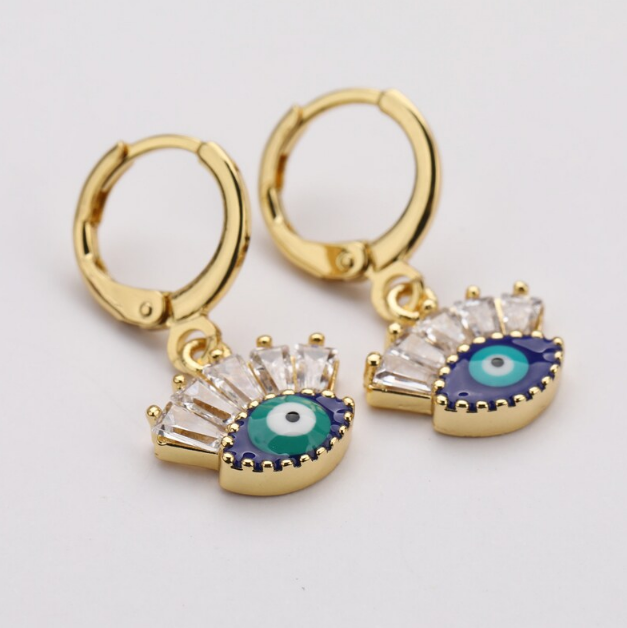 Kheops - Golden Hoop Evil Eye Earrings