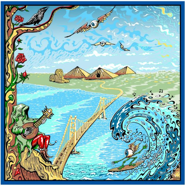 HappyLife - Grateful Dead Lute Player and Bridge Offset Print