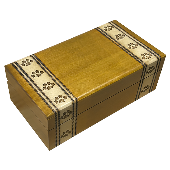 Paw Prints Tan Wood Box