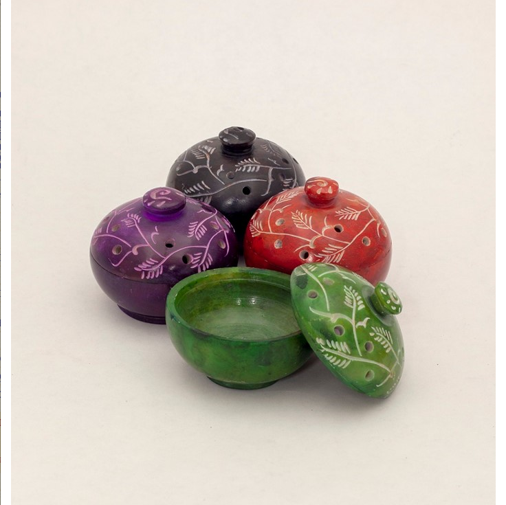 India Arts - Soapstone Incense Pot