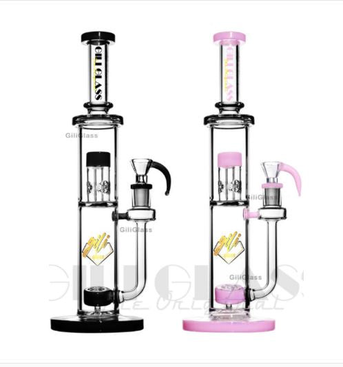 Skeye - Gili Glass 13" Tube Shift Stemless Flower Perc & Seed of Life Perc Pipe