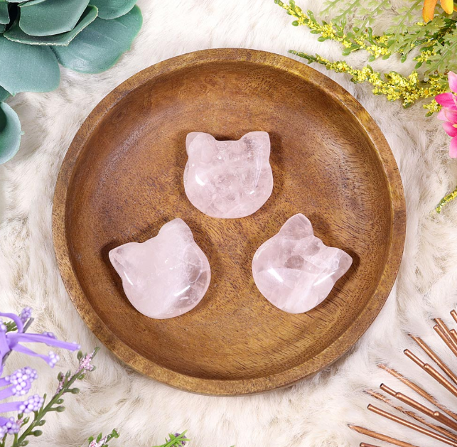 Nature's Artifacts - Rose Quartz Kitty Face