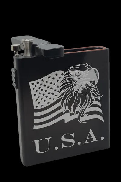 Large Metal Dugout - Flag & Eagle - Black