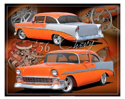 56 Orange Chevy Metal Sign