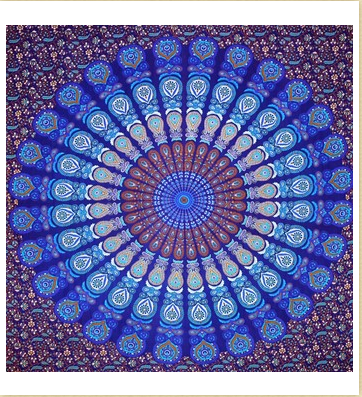 India Arts - Peacock Mandala Tapestry 82x90