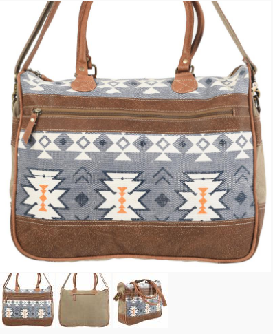 Benjamin - Clea Ray Blue & Yellow Canvas Rug Messenger Bag