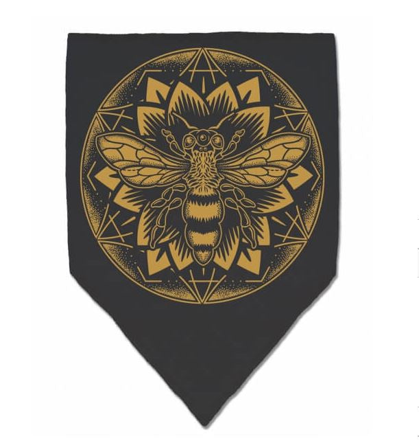 Soul Flower - Sacred Bee Black Bandana Headband