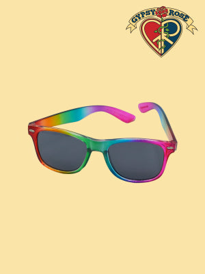 Rainbow Hipster Sunglasses - Smoke Lens