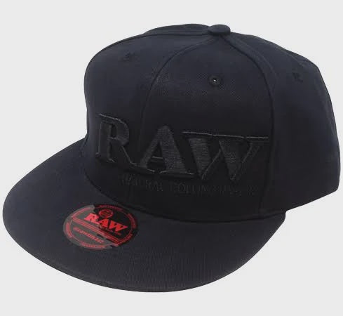 Raw Baseball Cap Flat Brim Black on Black